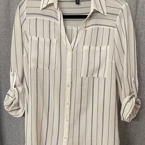 by & by Cream and Black Striped lightweight blouse